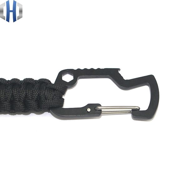

outdoor carabiner key chain umbrella rope woven multi-function stainless steel carabiner key chain hook key chain paracord