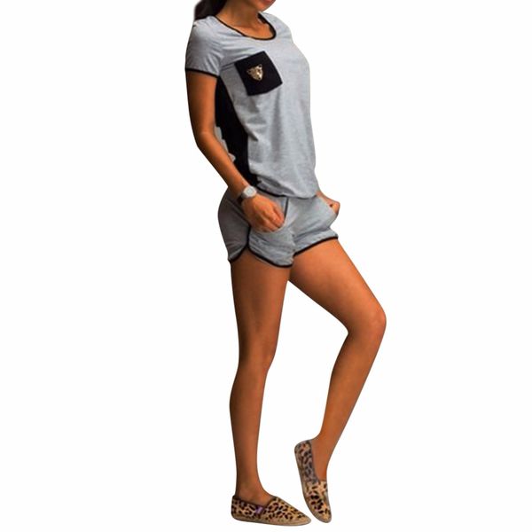 

Women Solid Tracksuit Fitness 2 Two Piece Set Hollow Tops Tshirt Short Set Feninine Suit Summer Backless Casual Outfits