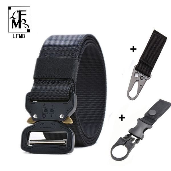 

lfmb]tactical belt set nylon outdoor belts men training belt metal tactical strap sets hunting accessories, Black;brown