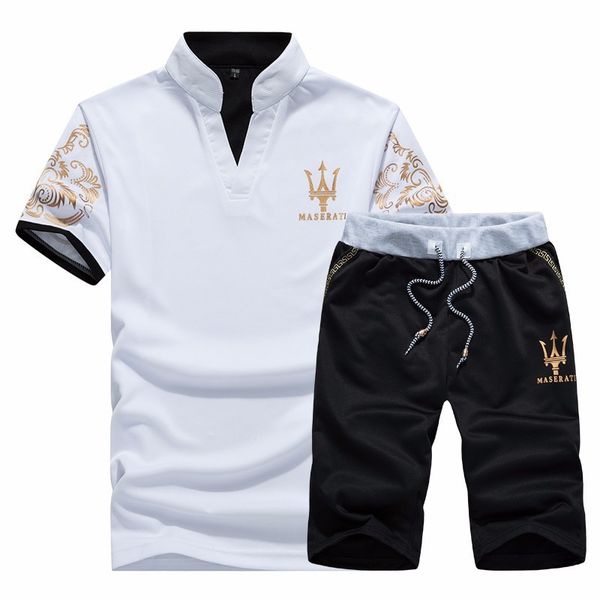 

мужские дизайнерские летние спортивные двухсекционные печатные спортивные шорты с коротким рукавом футболка большой размер костюм, White;black