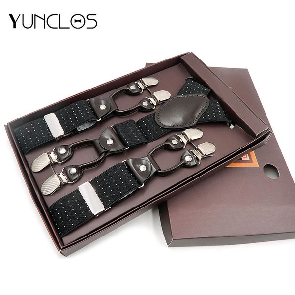 

new fashion men women suspenders 3.5 width 6 clips suspender adjustable elastic y back women pants braces, Black;white