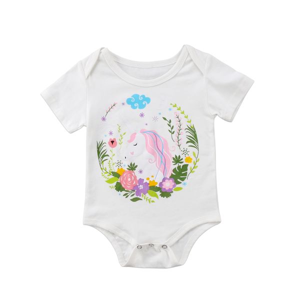 

newborn baby kids girls unicorn floral romper jumpsuits outfits sunsuits clothes 0-24m, Blue