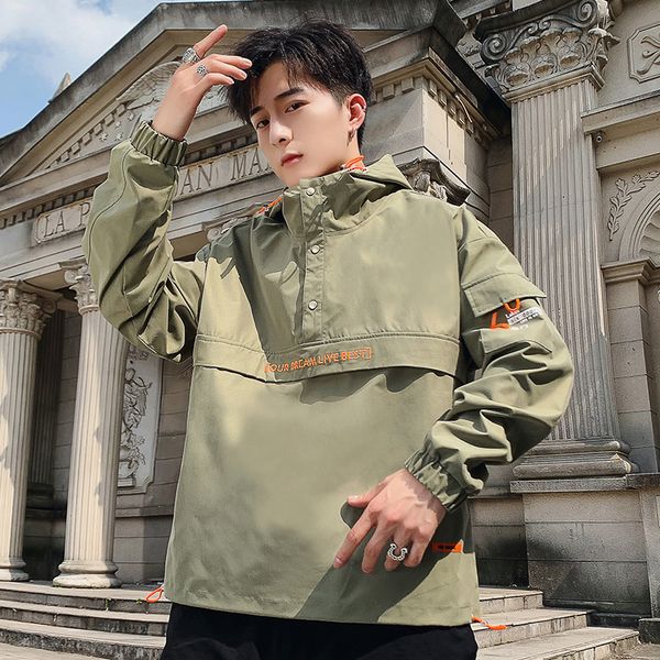 

autumn bomber jacket men hip hop streetwear casual hooded jackets fashion pullover slim jacket male army green coats mens, Black;brown