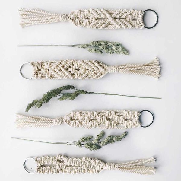 

girlgo 2020 fashion macrame keychain for women bohemian rope weave holder bag charm keying gifts jewelry drop shipping wholesale, Silver