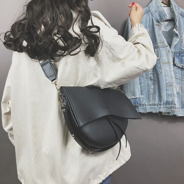 

casual semicircle saddle bags for women handbags irregular pu leather shoulder messenger bags lady girls large capacity bolsa