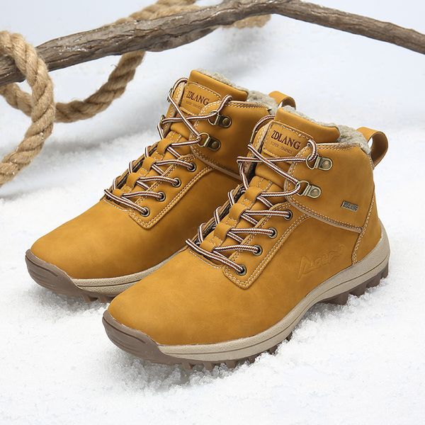 

fashion men work boots winter with fur warm snow boots men classic zapatillas footwear rubber ankle shoes hx-140, Black