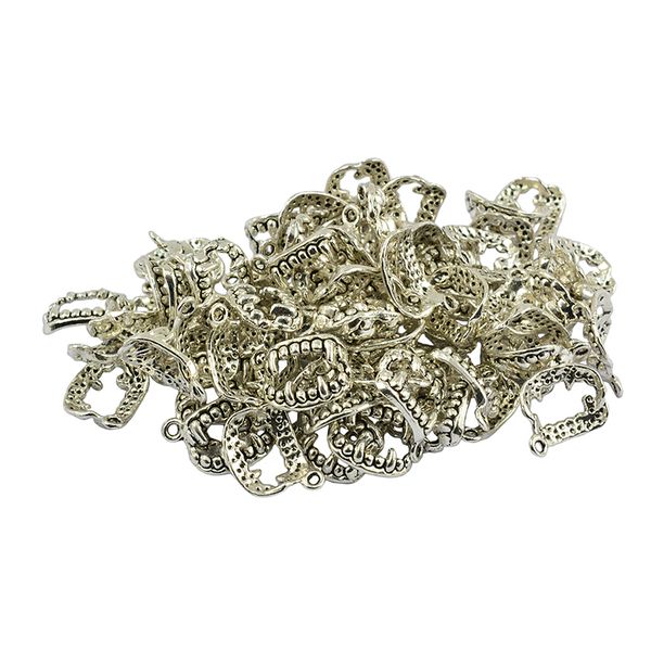 

50 pieces tibetan silver monster fangs teeth necklace pendants diy making supplies, Black