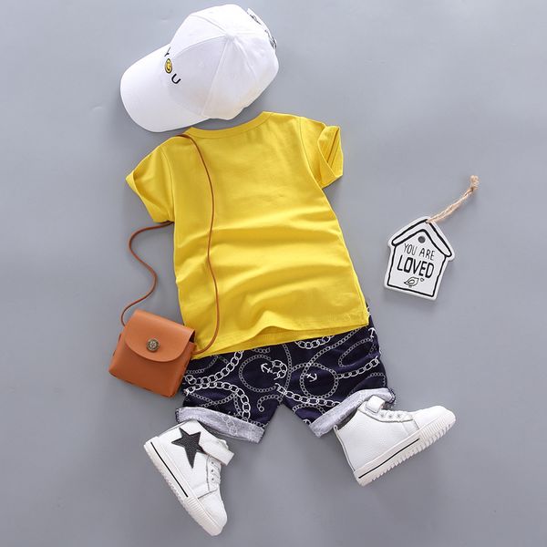 

baby boy clothing 2020 korean summer o-neck short sleeved t-shirts + shorts 2pcs infant outfits kids bebes clothes tracksuits, White