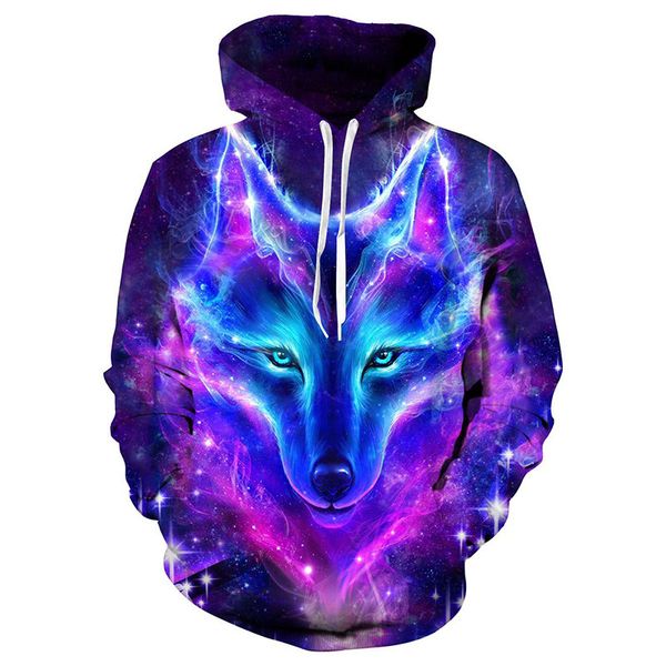 

fashion women's hoodie 3d digital printing colorful animal pattern hooded loose long-sleeved sweater couple sweatshirts wholesale, Black