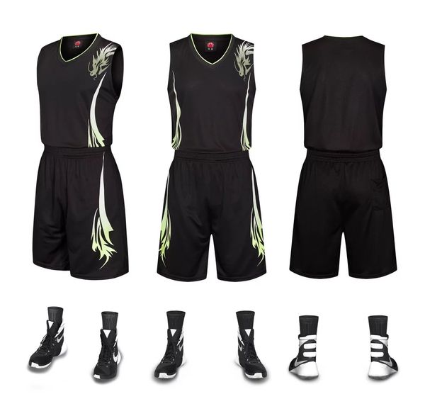 

discount men training basketball sets with shorts uniforms reversible basketball jerseys for that home and away look kits sports a9-32, Blue;black