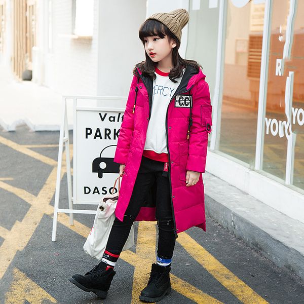 

90% white duck down coat children's down jackets coat winter girl thick duck down feather jacket outerwear cold winter -30degree, Blue;gray