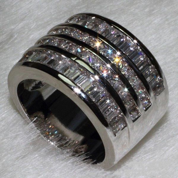 

wholesale jewelry luxury jewelry princess cut 10ct z diamonique 10kt white gold filled wedding engagement band women ring size 6-9, Silver