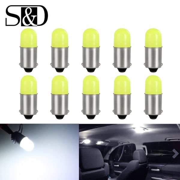 

10pcs ba9s t4w h6w led bulbs car interior lights license plate door reading wedge marker dome lamp auto 6500k white dc 12v