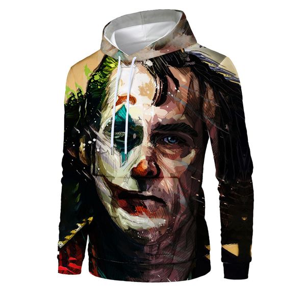 

mens designer clown 3d digital printing hoodie sweater, Black