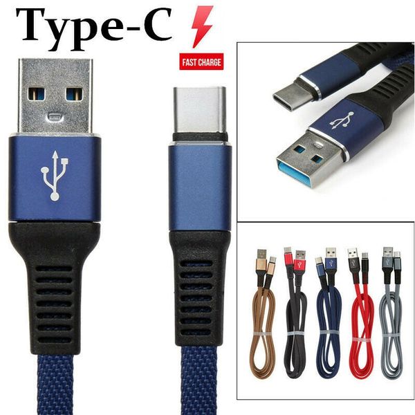 

new fast charging micro type c fabric cable 1m 3ft 2m 6ft alloy braided cables for samsung s8 s9 s10 note 8 10 htc lg