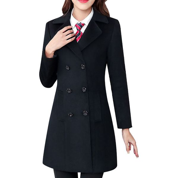 

chamsgend autumn winter coat women 2019 casual jackets blazers female elegant double breasted coat ladies plus size 6xl 1004, Black