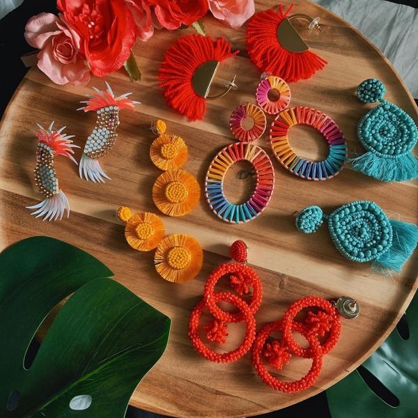 

dvacaman colorful raffia earrings for women long tassel fringed drop earrings girl handmade beads statement jewelry ins, Silver