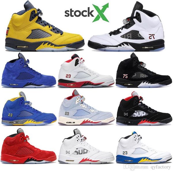 

trophy room 5s ice blue men basketball shoes 5 laney yellow bred red suede white cement metallic black designer sport sneaker 40-47