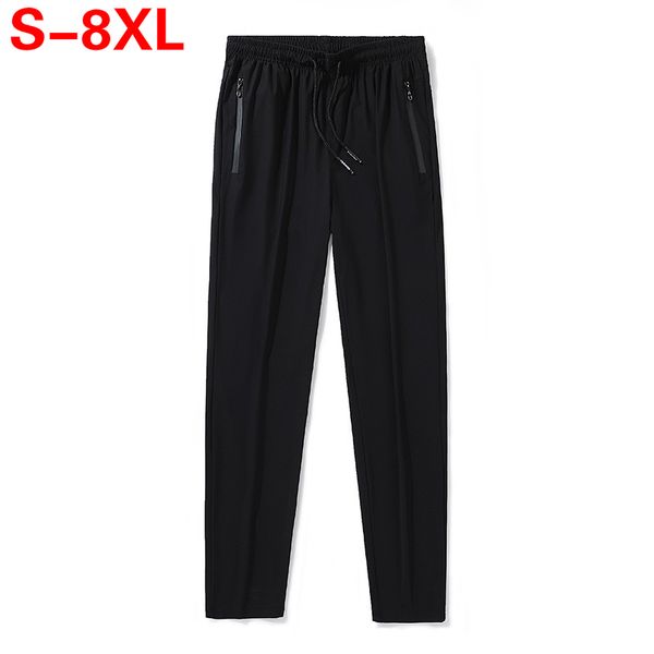 

men's pants plus size 8xl summer men ice cool casual breathable lightweight quick dry trousers long big 5xl black