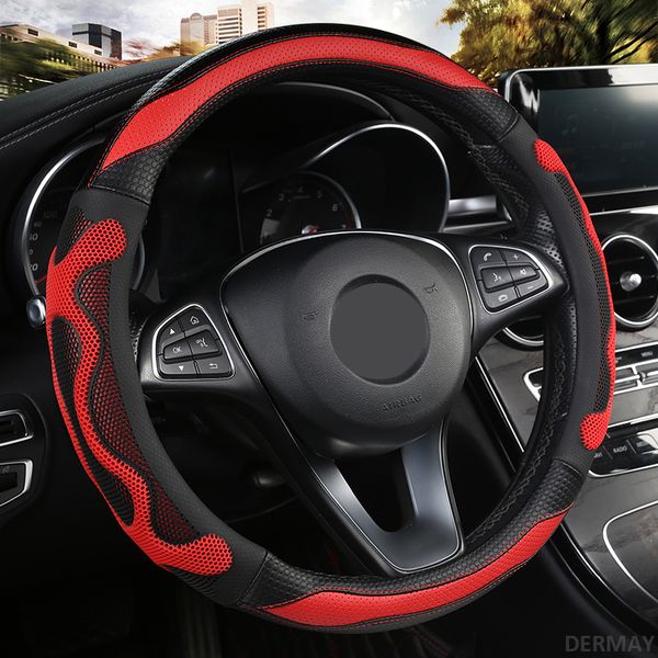 

dermay luxury car steering wheel cover non-slip fit o shape d shape standard steering wheel interior accessories