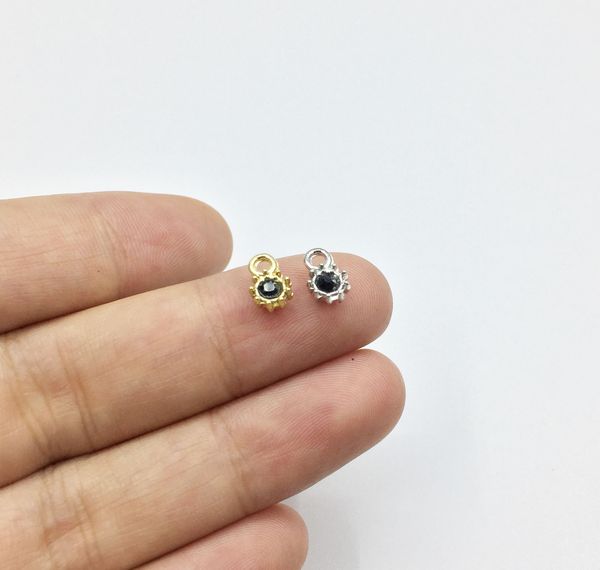 

eruifa 10pcs 5mm miniblk rhinestone gold/silver plated zinc alloy charms pendant jewelry diy necklace bracelet earrings 2 colors