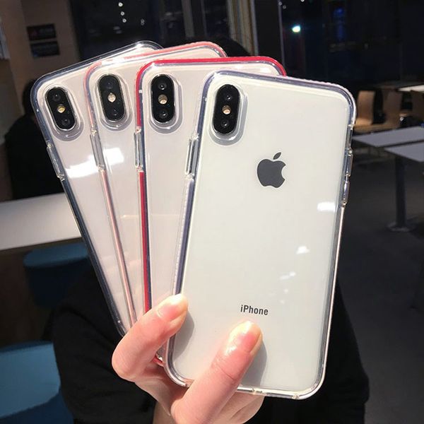 

анти-шок простые чехлы для iphone xs max xr xs x 6 6s 7 8 plus hot clear прозрачный мягкий тпу телефон задняя крышка протектор