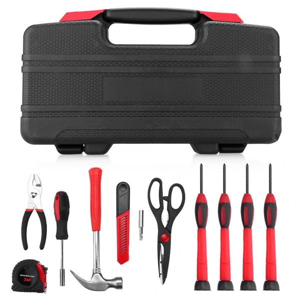 

38 piece diy household home hand tool set kit box hammer pliers scissors tools