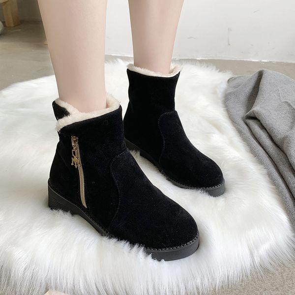 

nice tide winter shoes women flat boots fashion keep warm women boots brand woman botas, Black