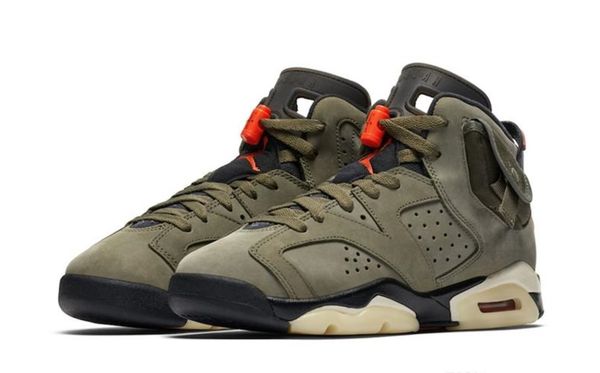 

travis scotts 6 mens basketball shoes 3m ts olive green cactus jack baskets x 6s des chaussures designer sneakers size 40-47, White;red