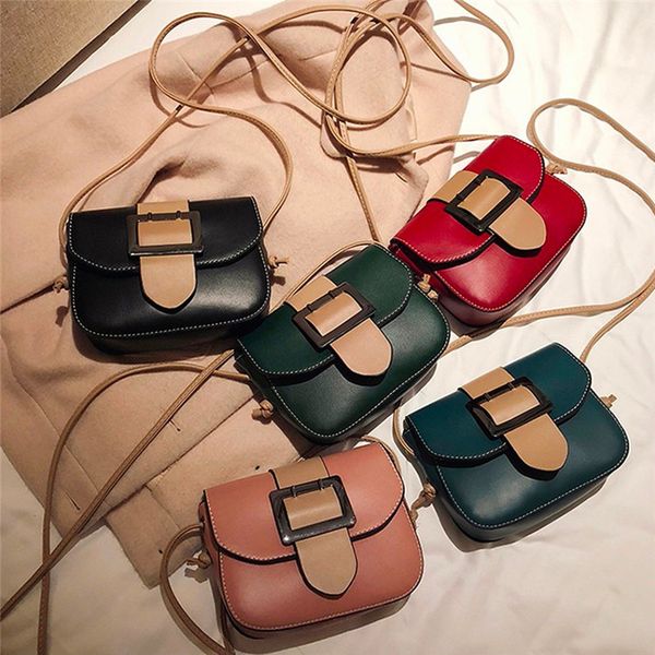 

women patchwork square leisure phone bag ladies retro leather handbags pu zipper crossbody bags for ladies