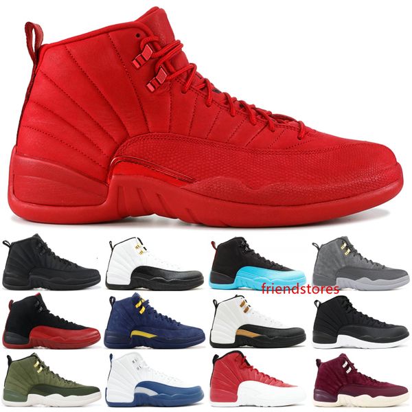 

12 xii баскетбольная обувь мужчины wntr тренажерный зал красный гамма синий такси бордо нейлон высокое качество 12s дизайнерские мужские кро