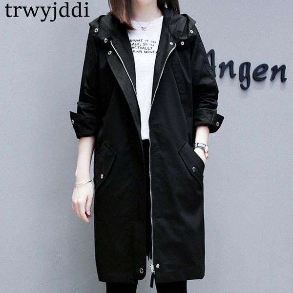 

2019 новый повседневный c женский весна осень женщин большой размер корейский длинные пальто верхняя одежда n387, Tan;black