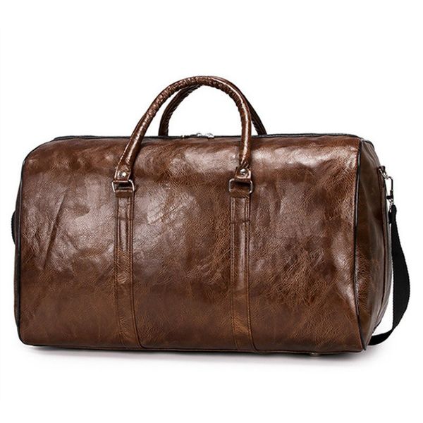 

vintage pu leather luggage for short business trips large capacity short-haul travel sports bag storage organizer