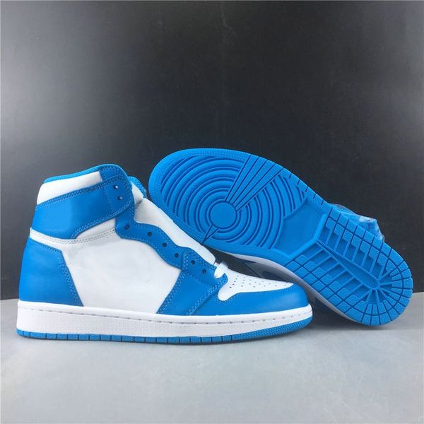 

1 high og unc basketball designer shoes white dark powder blue i fashion sport sneakers come with box size us7.5-12, White;red