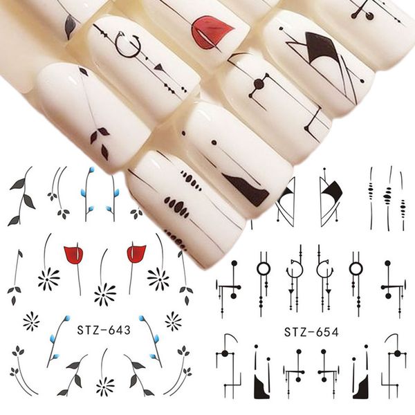 

flower nail decals nail art stickers decal pendant girl women diy manicure tattoos wrap accessories, Black
