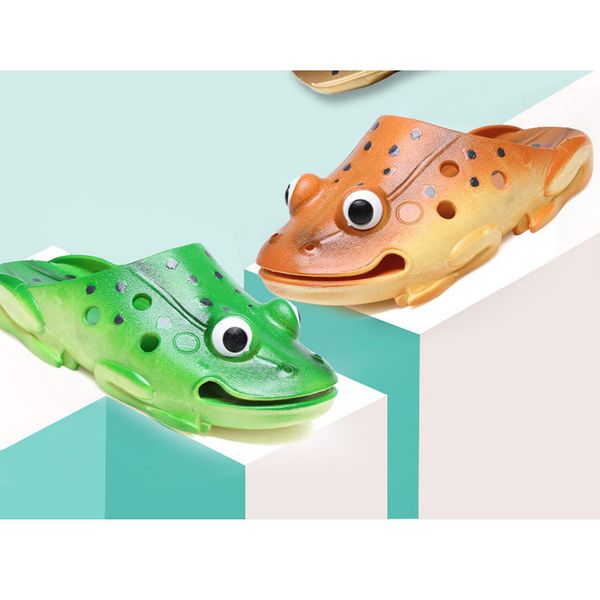 

fashion designer flip flop funny frog pattern kids shoes girls boys luxury shoe 2 colors eur size 16-35 wholesale, Black;grey