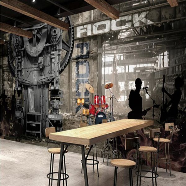 

wall paper mural custom abandoned factory rock style bar ktv tooling mural wall decoration papel de parede