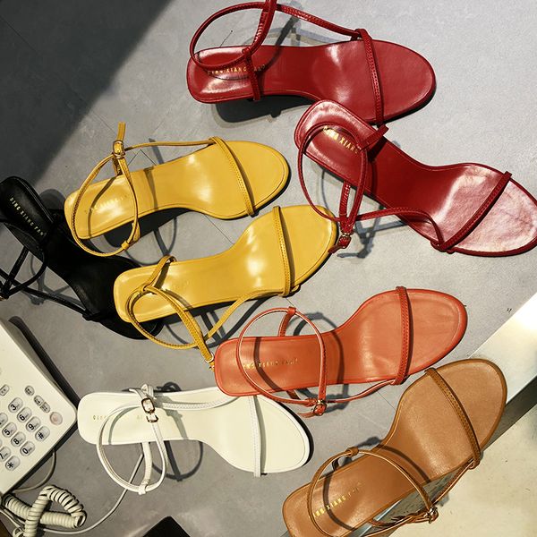

summer roman sandals open toe sandals buckle strap thin high heels fashion narrow band ladies shoes party, Black