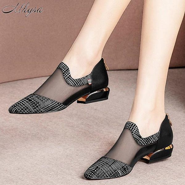 

2020 summer women high heel shoes mesh breathable pumps zip pointed toe heels fashion female sandals shoes woman size 35-41, Black