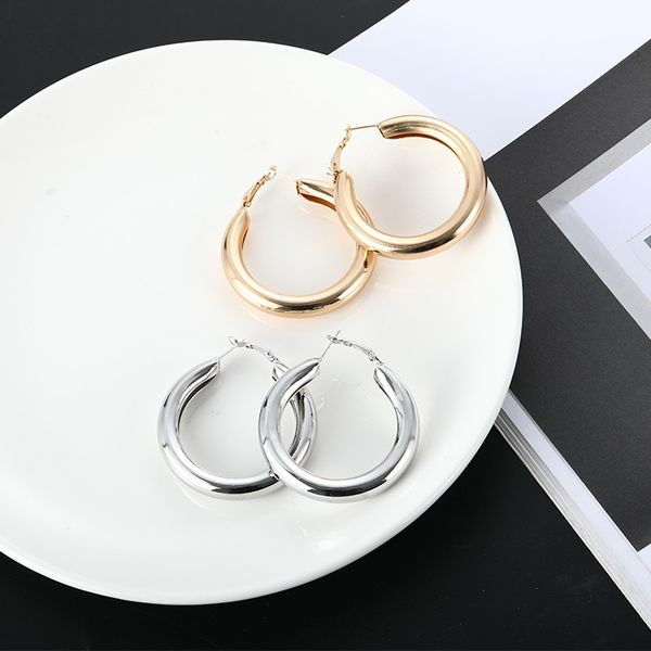 

new arrival vintage punk big metal circle dangle earrings round personality minimalist fashion jewelry women girl gifts party, Golden;silver