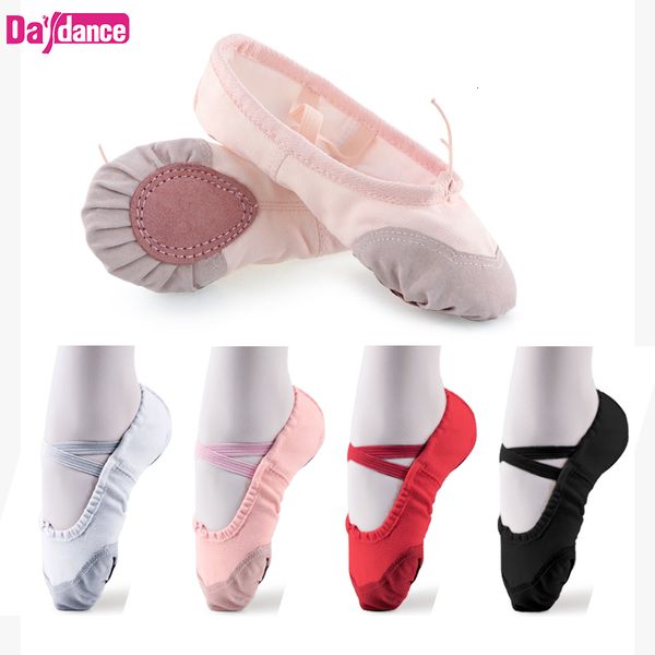 Pantofole da punta per bambini all'ingrosso per bambina Scarpe da ballo piatte in tela per pratica ballerina di alta qualità per balletto