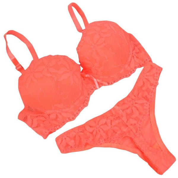 

2018 lace embroidery women bra set push up brief underwear bra and panties set 75 80 85 b cup f4, Red;black