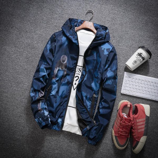 

2018 new style fashion autumn men's slim hoodie warm hooded print with pocket jacket outwear zipper, Black;brown