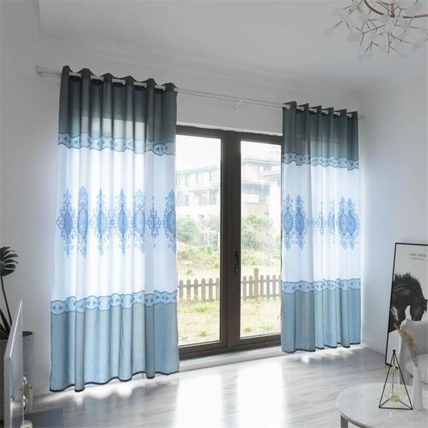 

polyester upper and lower european-style wood grain curtains printed finished curtains bedroom living room