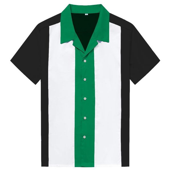 

2019 new summer three colour splicing men's shirt casual 95% cotton turn-down collar short sleeved male blouse slim, White;black