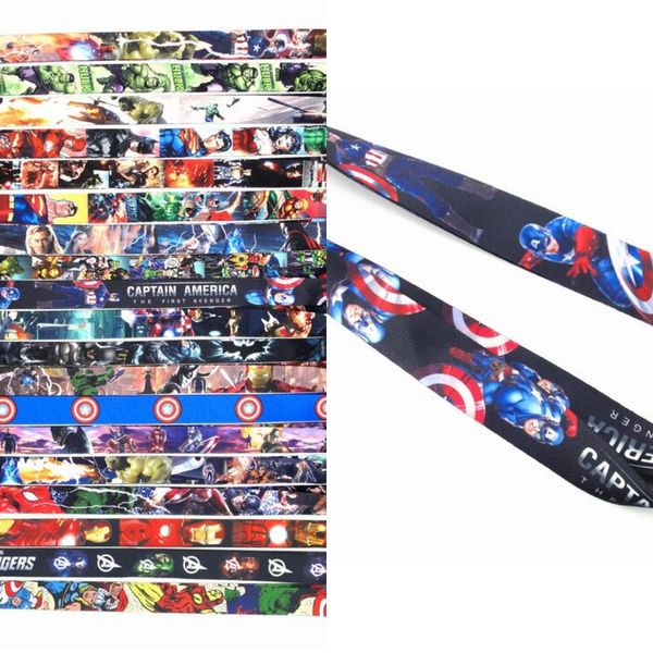 

10 pcs the avengers super hero new lanyard neck strap cell phone rope lanyards lanyards key chain k002, Silver