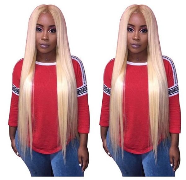 

malaysian human hair blonde lace front wigs 613 pre plucked straight remy hair wigs natural hairline, Black;brown