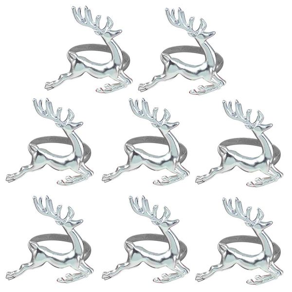 

napkin rings, 8pcs silver elk chic napkin rings for place settings, wedding receptions, christmas, thanksgiving and home kitchen