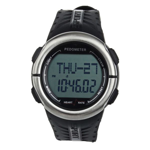 

aimecor men's sport watch led digital watch pedometer calories counter pulsometer heart rate monitor led sport, Slivery;brown