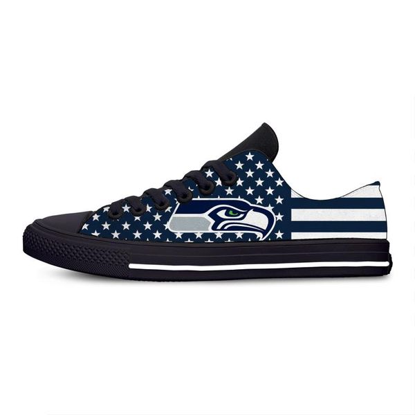 

2020 women canvas shoes fashion seattle print vulcanized shoes lace-up casual seahawks football fans sneakers